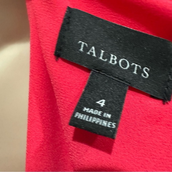 Talbots Belted Midi Shirtdress Sz 4 Chrysanthemum Red Floral Fit & Flare Pockets - Picture 9 of 10